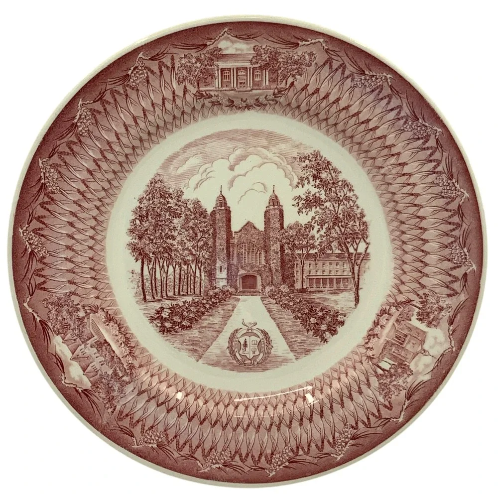 Vintage Wedgwood Bates College The Chapel 1864-1949 Ceramic Red 10.5 in